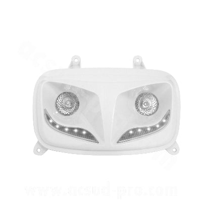 DOUBLE OPTIQUE TNT 2 LAMPES HALOGENE + LEDS BLANCHE EYELIGHT ADAPT. YAMAHA BOOSTER (À PARTIR DE) 2004 BLANC