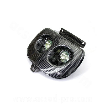 DOUBLE OPTIQUE TNT HALOGENE ADAPT. MBK 50 BOOSTER 1999-2003 / YAMAHA 50 BWS 1999-2003 IMIT CARBONE