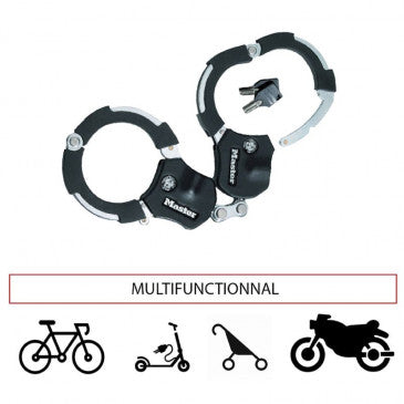ANTIVOL VELO / TROTTINETTE A MENOTTE MASTERLOCK STREET CUFF L36cm - LIVRE AVEC 4 CLES - NIVEAU SECURITE 9