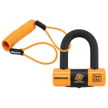 ANTIVOL U / BLOQUE DISQUE ARMLOCK CK5 NOIR/ORANGE MINI 52 x 65 mm DIAM 16mm AVEC CORDON DE RAPPEL ORANGE (CLASSE SRA) (3 CLES)