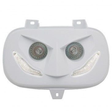 DOUBLE OPTIQUE SCOOT REPLAY RR8 POUR MBK 50 BOOSTER 1999>2003/YAMAHA 50 BWS 1999>2003 BLANC AVEC LEDS BLANCHES