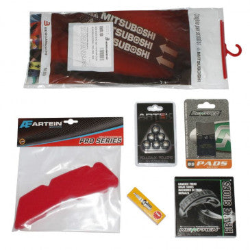 KIT ENTRETIEN SCOOT ADAPTABLE GILERA 50 STALKER 1997>2011/PIAGGIO 50 TYPHOON 1998>2009 (PACK 6 PIECES)