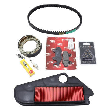 KIT ENTRETIEN SCOOT ADAPTABLE KYMCO 50 AGILITY 4T 12 POUCES 2006> (PACK 6 PIECES)