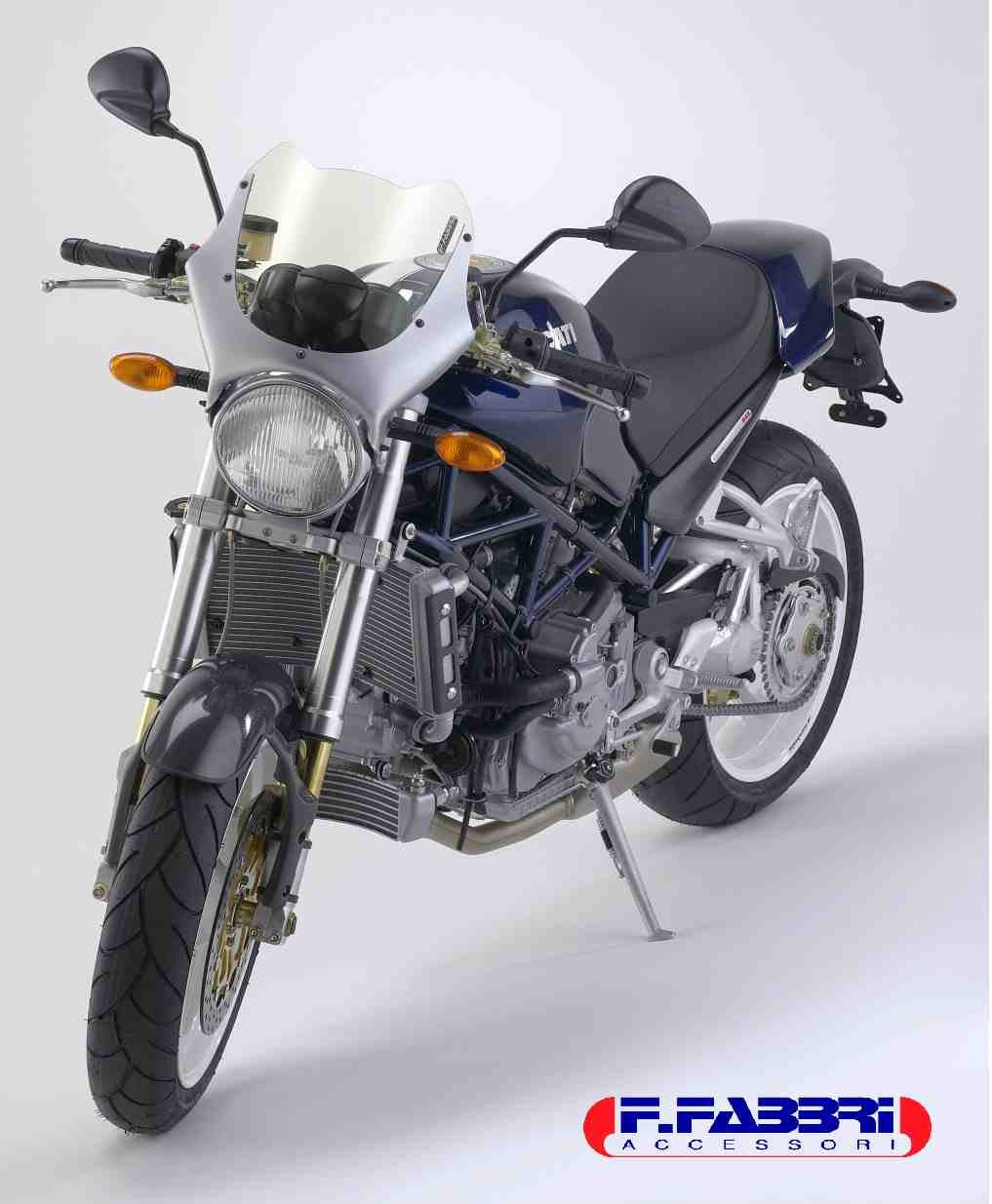 Saut de vent universel flat type DUCATI MONSTER transparent et titanium satiné