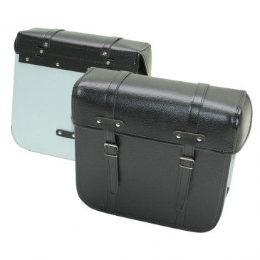 SACOCHE CYCLO SPORFABRIC R40 STYLE VINTAGE - DOS METAL - FIXATION PAR COURROIES - EFFET CUIR NOIR