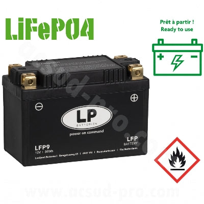 BATTERIE LANDPORT LITHIUM ML LFP9 (YTX9-BS. SLA12-8/ YTR9-BS/ YTX9A-BS/ YT7B-BS/ YT7B-4/ YT9B-BS/ YT9B-4)