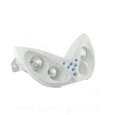 DOUBLE OPTIQUE TNT 4 LAMPES HALOGENE + LEDS BLEU ADAPT. MBK NITRO / YAMAHA AEROX BLANC