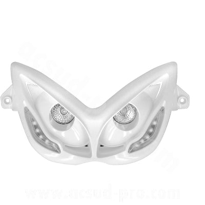 DOUBLE OPTIQUE TNT 2 LAMPES HALOGENE + LEDS BLANCHE EYELIGHT ADAPT. MBK NITRO / YAMAHA AEROX BLANC