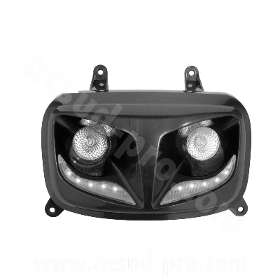DOUBLE OPTIQUE TNT 2 LAMPES HALOGENE + LEDS BLANCHE EYELIGHT ADAPT. YAMAHA BOOSTER (À PARTIR DE) 2004 NOIR