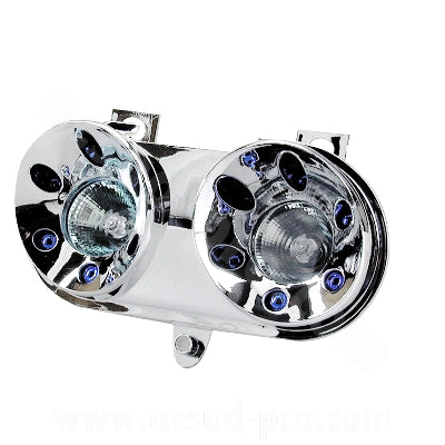DOUBLE OPTIQUE TNT HALOGENE SPACE ADAPT. YAMAHA ROCKET CHROME / BLEU