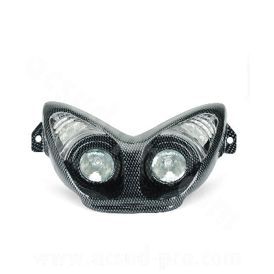 DOUBLE OPTIQUE TNT AVEC CLIGNOTANT LEDS ADAPT. MBK NITRO / YAMAHA AEROX IMITATION CARBONE