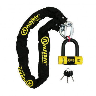 ANTIVOL A CHAINE AUVRAY X.LOCK 1.20M AVEC LASSO MAILLON DIAM 12 mm AVEC U XTREM MINI 52 x 65 mm (DIAM 16 mm)