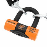 ANTIVOL A CHAINE ARMLOCK CK2 NOIR/ORANGE 1.20M MAILLON DIAM 10 mm AVEC U 52 x 65 mm (DIAM 16 mm)