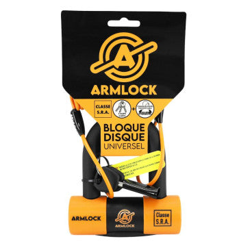 ANTIVOL U / BLOQUE DISQUE ARMLOCK CK5 NOIR/ORANGE MINI 52 x 65 mm DIAM 16mm AVEC CORDON DE RAPPEL ORANGE (CLASSE SRA) (3 CLES)