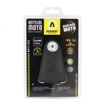 ANTIVOL BLOQUE DISQUE AUVRAY DK14 DIAM 14mm NOIR MAT (CLASSE SRA)