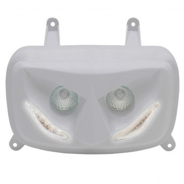 DOUBLE OPTIQUE SCOOT REPLAY RR8 POUR MBK 50 BOOSTER 2004>/YAMAHA 50 BWS 2004> BLANC AVEC LEDS BLANCHES
