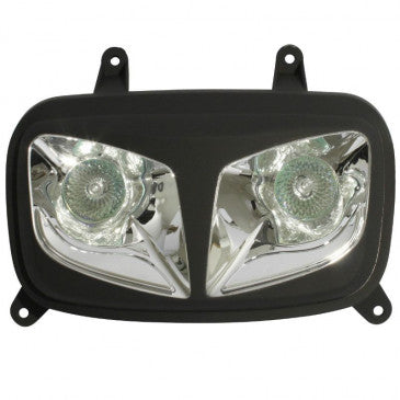 DOUBLE OPTIQUE SCOOT REPLAY RR8 POUR MBK 50 BOOSTER 2004>/YAMAHA 50 BWS 2004> NOIR MAT AVEC 2 HALOGENES 20W