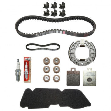 KIT ENTRETIEN SCOOT ORIGINE PIAGGIO 50 ZIP 2T 2000>, VESPA 50 LX 2T 2005>2009 (AVEC GUIDES VARIATEUR)