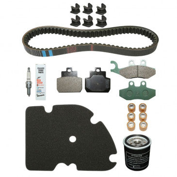 KIT ENTRETIEN MAXISCOOTER ORIGINE PIAGGIO 125 X-EVO 2007>JUILLET2007, X8 2004>2006 (AVEC GUIDES VARIATEUR) (AVEC PLAQUETTES AR HENGTONG )