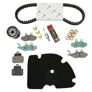 KIT ENTRETIEN MAXISCOOTER ORIGINE PIAGGIO 125 X-EVO 2007>2016 (AVEC GUIDES VARIATEURS) (PLAQUETTE AR HENGTONG)