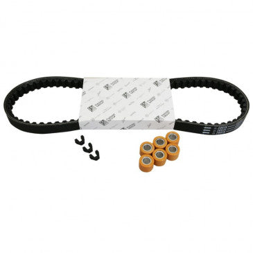 KIT TRANSMISSION (COURROIE, GALETS, GUIDES) ORIGINE PIAGGIO 50 LIBERTY 4T 1998>2005/APRILIA 50 SCARABEO 4T 2V 2002>2009, SCARABEO 4T 4V 2010> -- 3700948205785 -1R000445-