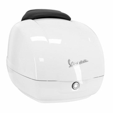 TOP CASE 36L AVEC DOSSERET ORIGINE PIAGGIO 125-300 VESPA GTS 2022> BLANC INNOCENTE BR